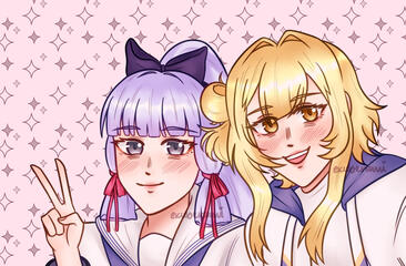 Ayaka & Lumine (Genshin Impact), uniforms! Ayaka & Lumine (Genshin Impact), uniforms!
